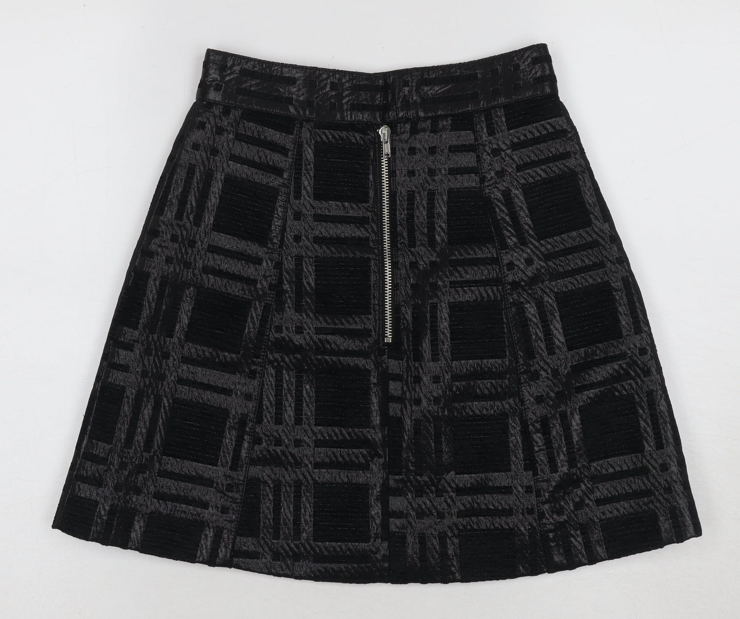 H&M Women's Black A-Line Skirt Check Size 6