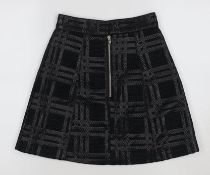 H&M Women's Black A-Line Skirt Check Size 6