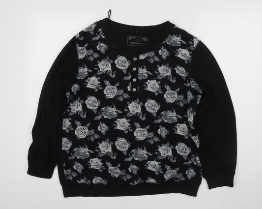 Womens UK Size 14 M&Co Black Henley Jumper