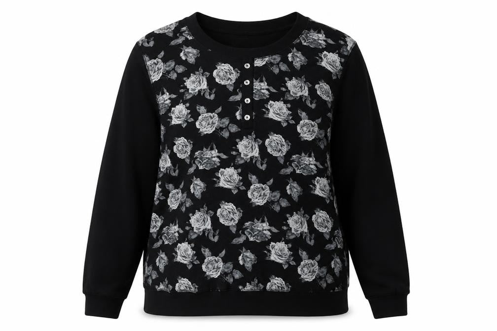 Womens UK Size 14 M&Co Black Henley Jumper