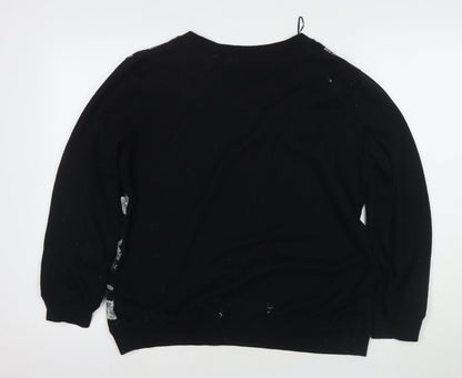 Womens UK Size 14 M&Co Black Henley Jumper