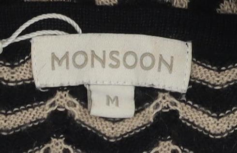 Monsoon Women's Chevron Shift Dress Black Beige M