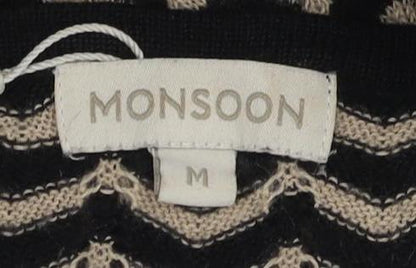 Monsoon Women's Chevron Shift Dress Black Beige M