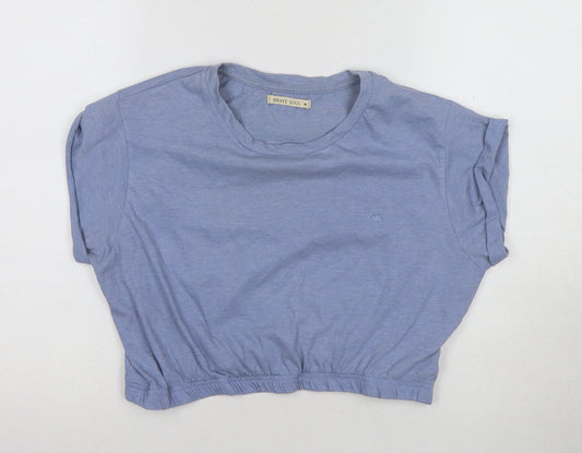 Womens UK Size M Brave Soul Blue Cropped T-Shirt