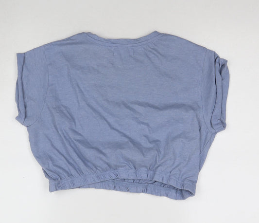 Womens UK Size M Brave Soul Blue Cropped T-Shirt