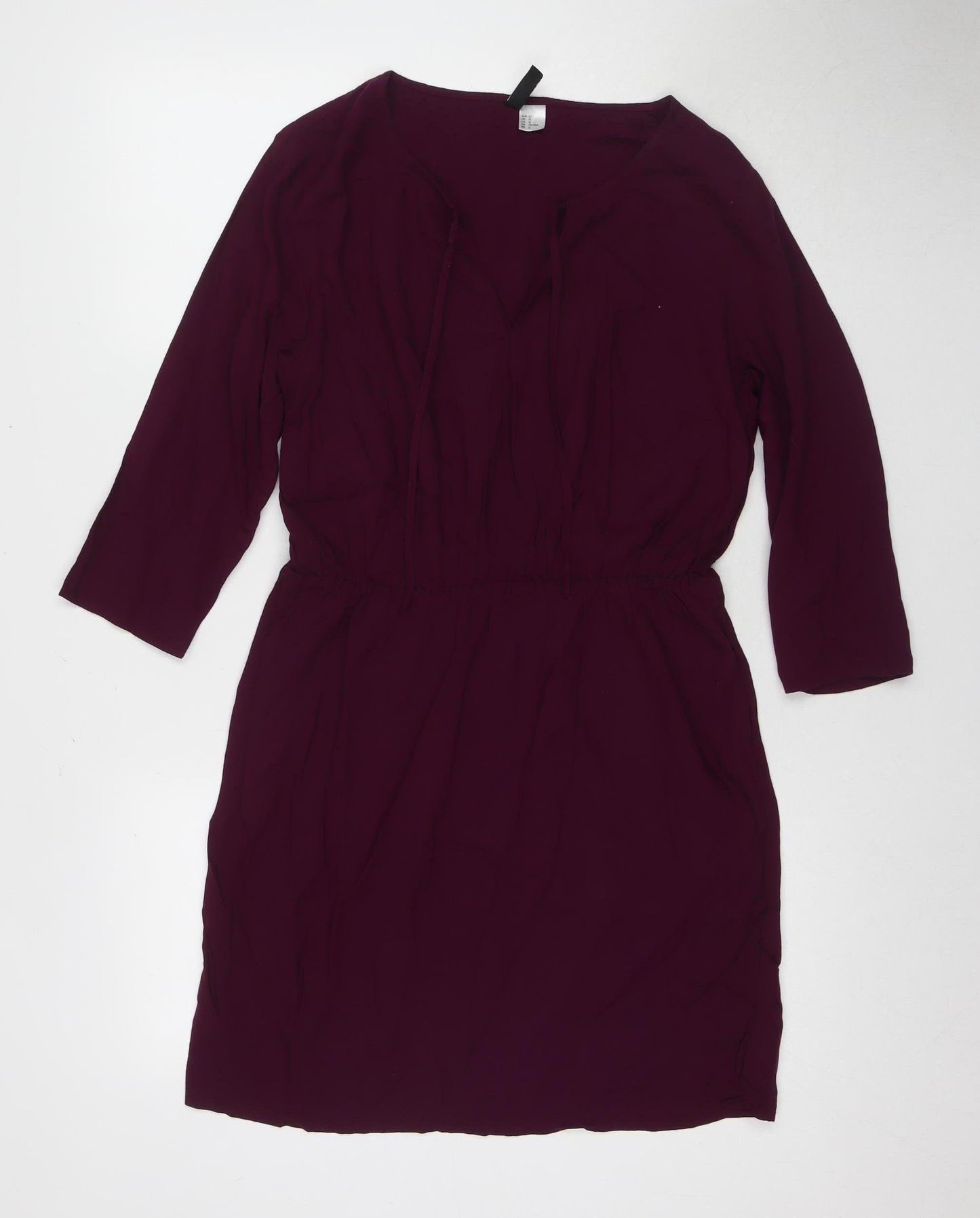 H&M Women Purple Shift Dress Size 14 3/4 Sleeve