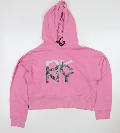 DKNY Women's Pink Hooded Pullover Hoodie XS