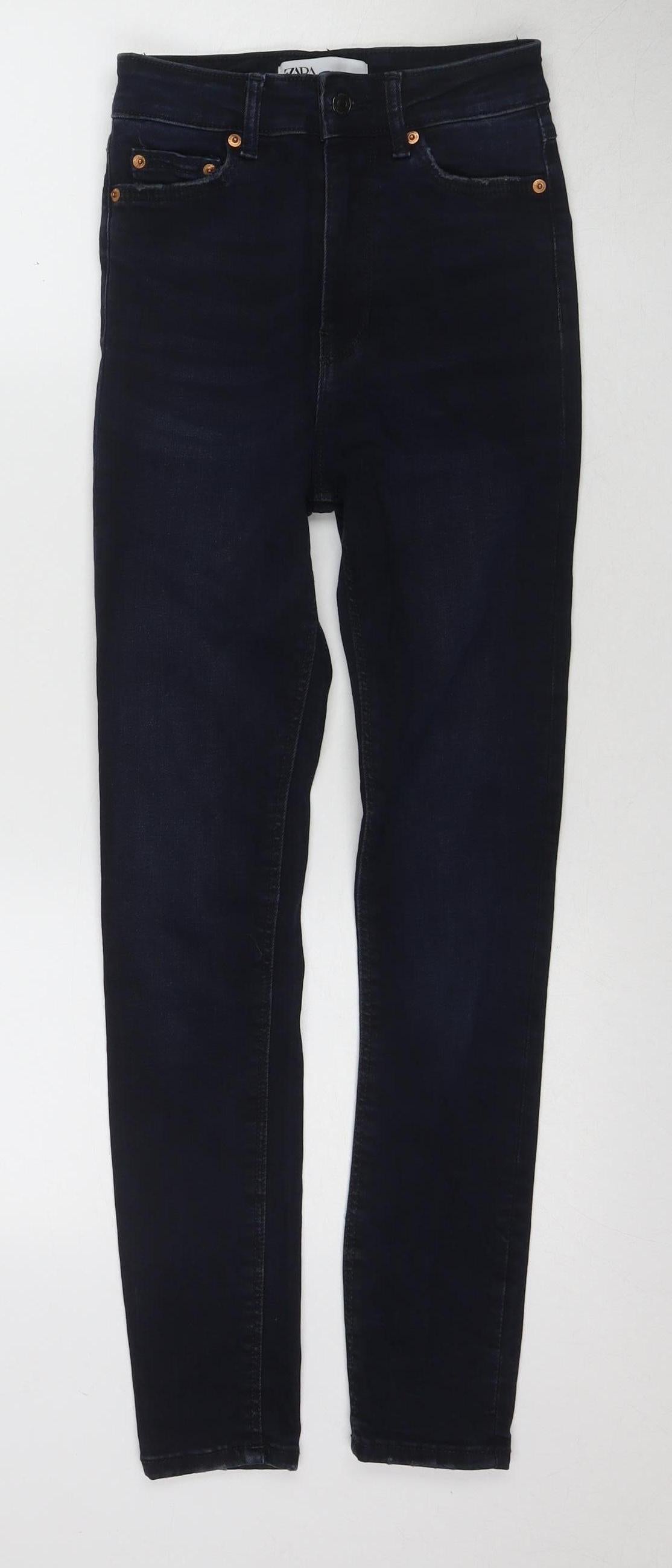 Zara Women's Skinny Jeans - Dark Blue, Size 6