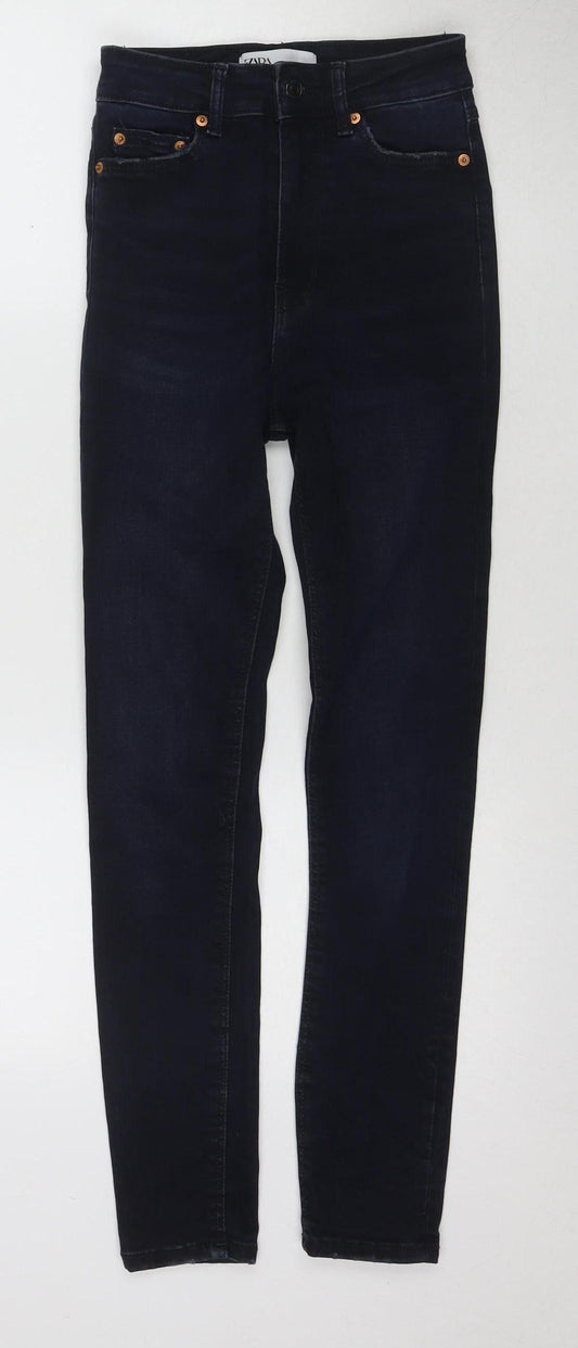 Zara Women's Skinny Jeans - Dark Blue, Size 6