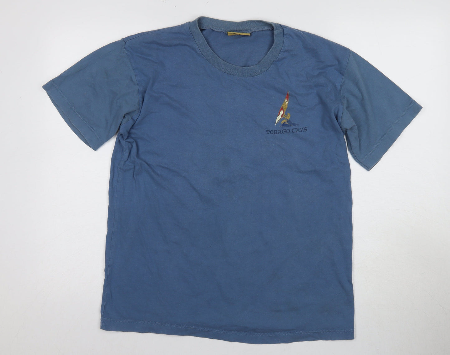 Cottennet Men's Blue Nautical Crew Neck T-Shirt, Size L