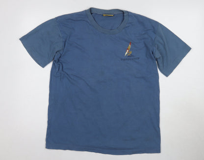 Cottennet Men's Blue Nautical Crew Neck T-Shirt, Size L