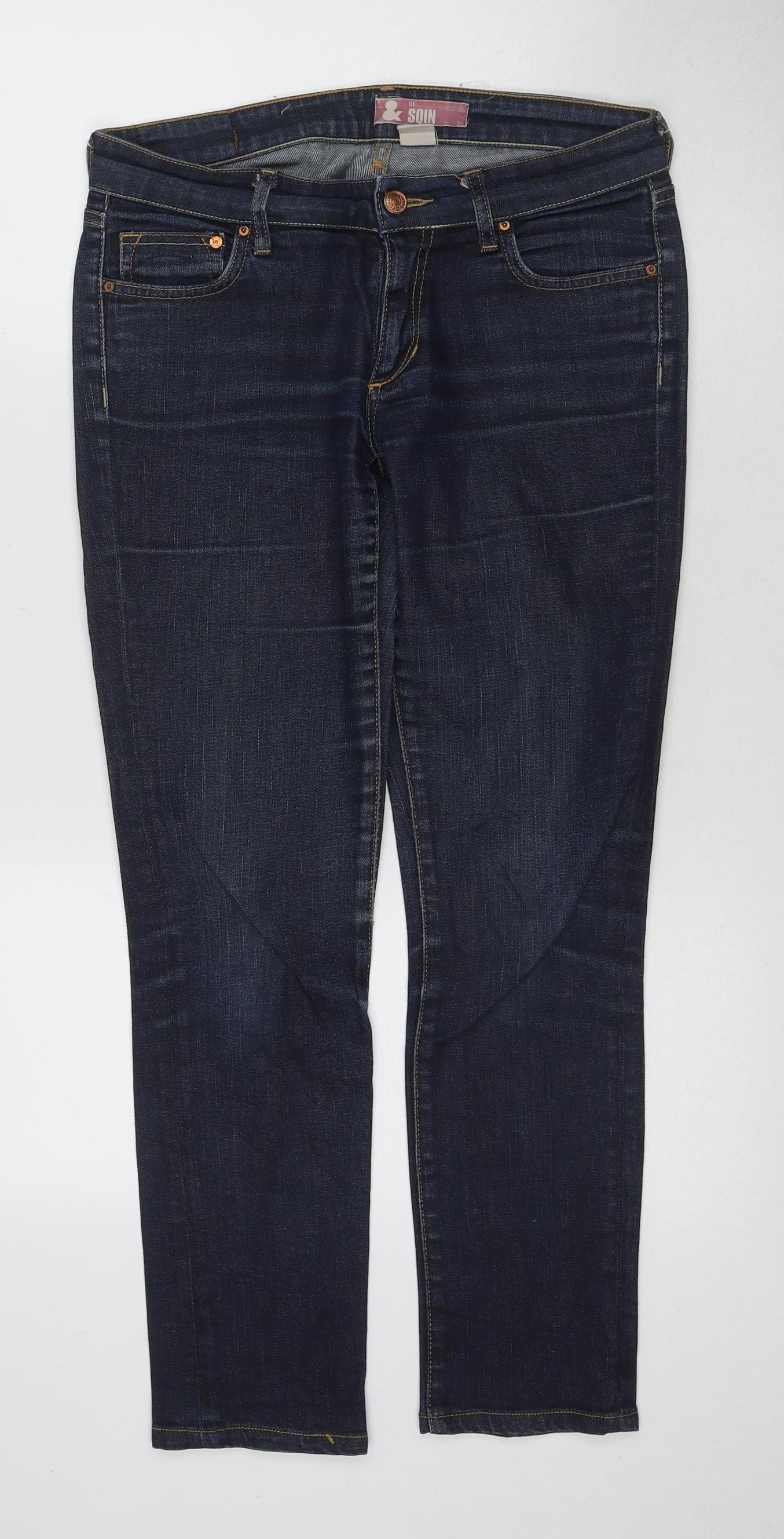 Womens UK Size 1 SQIN Slim Fit Slim Blue Jeans