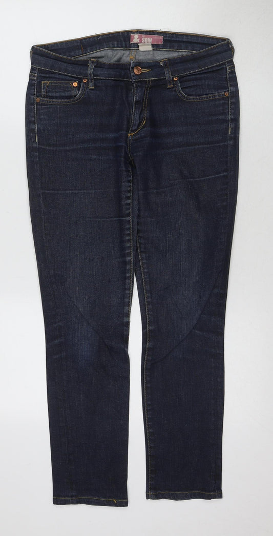 Womens UK Size 1 SQIN Slim Fit Slim Blue Jeans