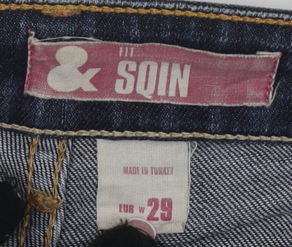 Womens UK Size 1 SQIN Slim Fit Slim Blue Jeans
