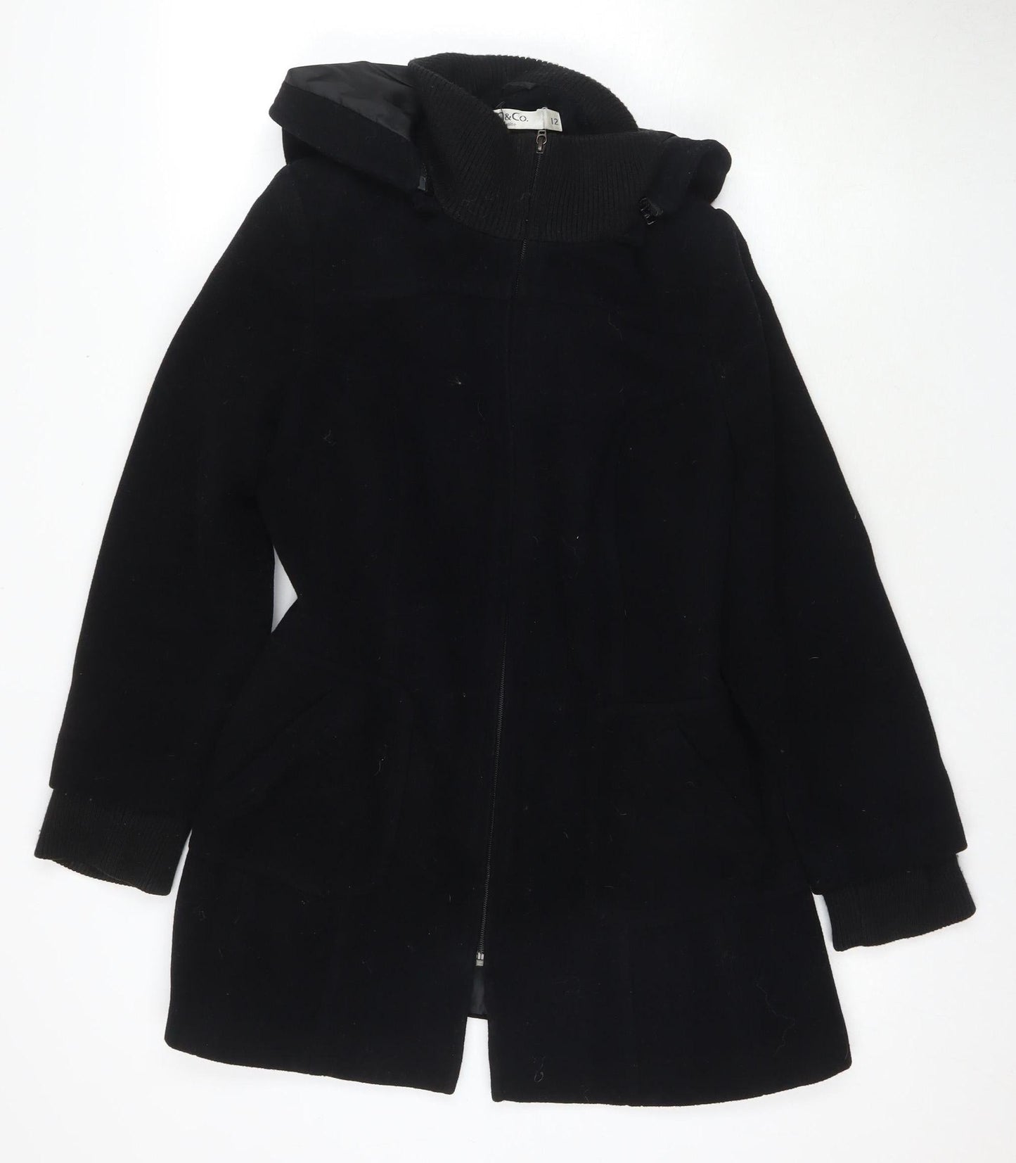 Mackays Women's Black Hooded Jacket Size 12