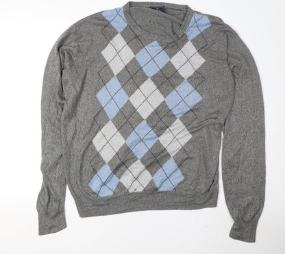 Dockers Men's XL Grey Argyle Knit Pullover Jumper