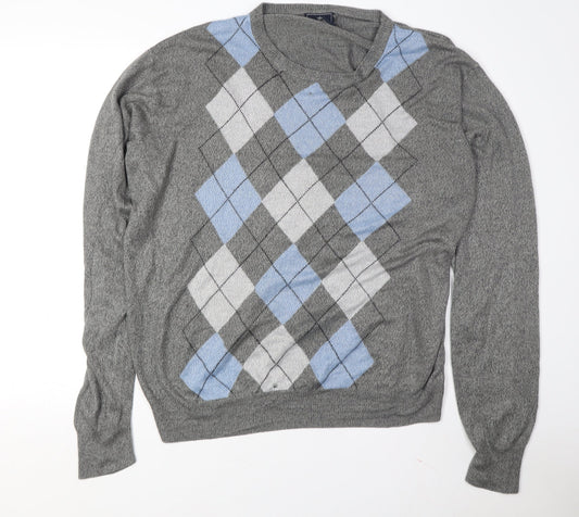 Dockers Men's XL Grey Argyle Knit Pullover Jumper