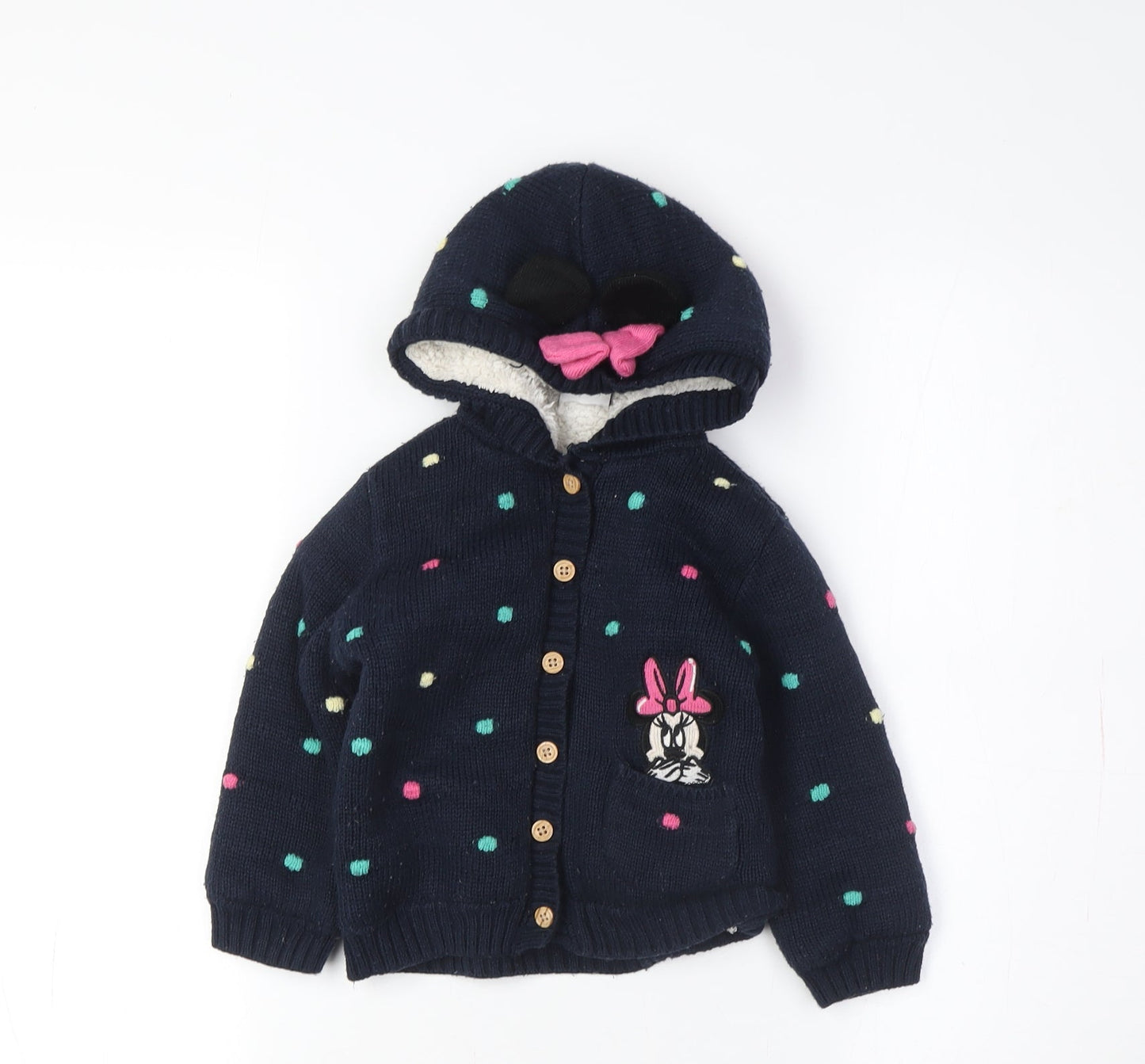 George Girls Blue Disney Hooded Polka Dot Jacket 2 Years