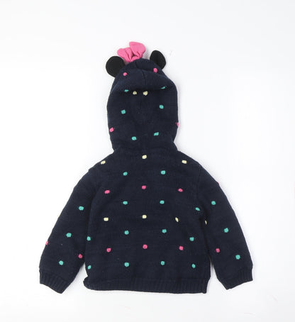 George Girls Blue Disney Hooded Polka Dot Jacket 2 Years
