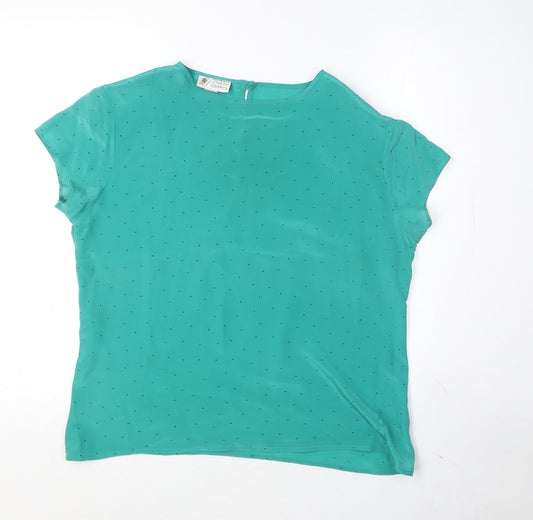 Austin Reed Women's Green Polka Dot Silk Top