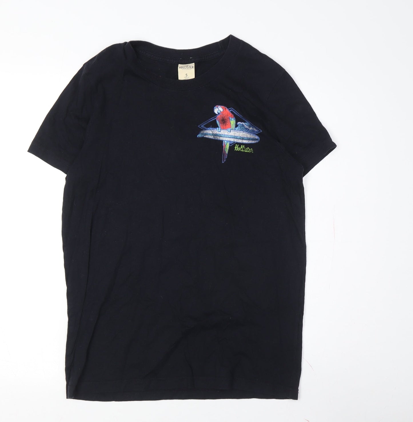 Unisex Adults UK Size S Hollister Black Basic T-Shirt