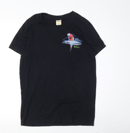 Unisex Adults UK Size S Hollister Black Basic T-Shirt