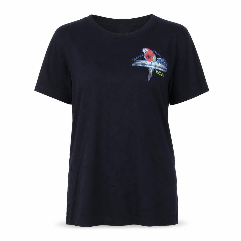 Front view of Hollister Black Embroidered T-Shirt unisex s