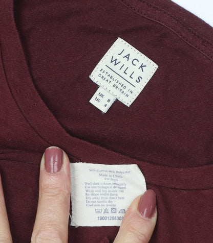 Jack Wills Womens Red T-Shirt Size 8 Basic Casual