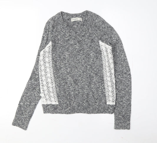 Abercrombie & Fitch Women's Grey Lace Knit Pullover Jumper L
