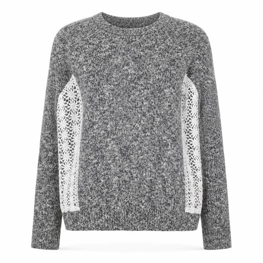 Abercrombie & Fitch Women's Grey Lace Knit Pullover Jumper L