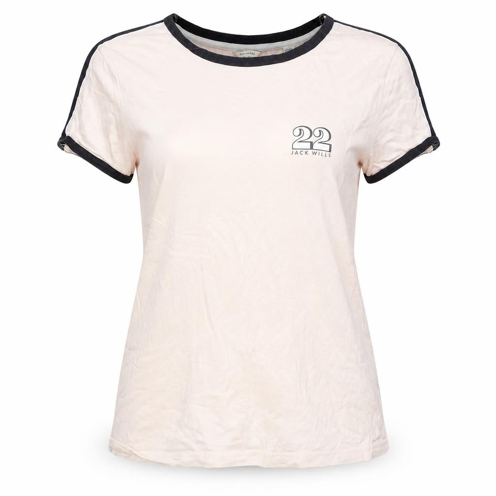 Womens UK Size 10 Jack Wills Beige Ringer T-Shirt