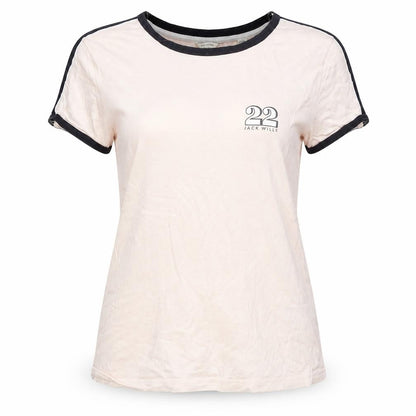 Womens UK Size 10 Jack Wills Beige Ringer T-Shirt