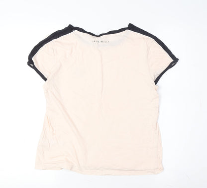 Jack Wills Women's Beige Crew Neck Ringer T-Shirt Size 10