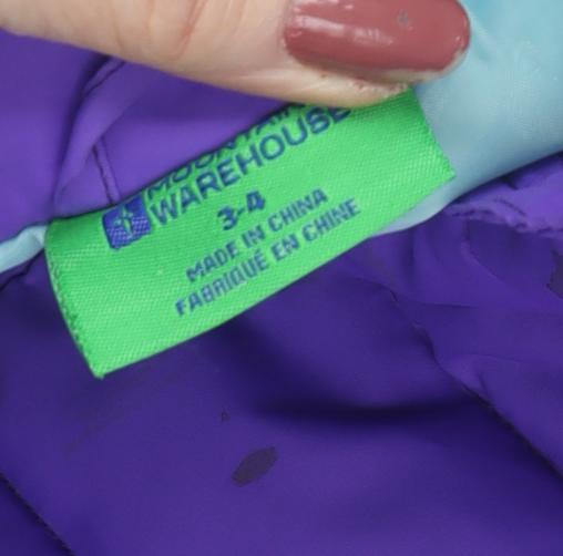 Mountain Warehouse Girls Purple Puffer Jacket 3-4 Years