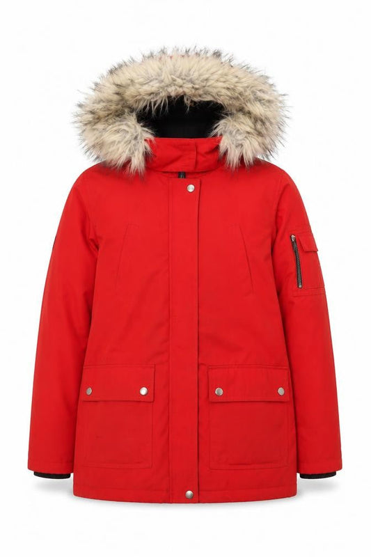 Womens UK Size 8 New Look Red Parka Coat