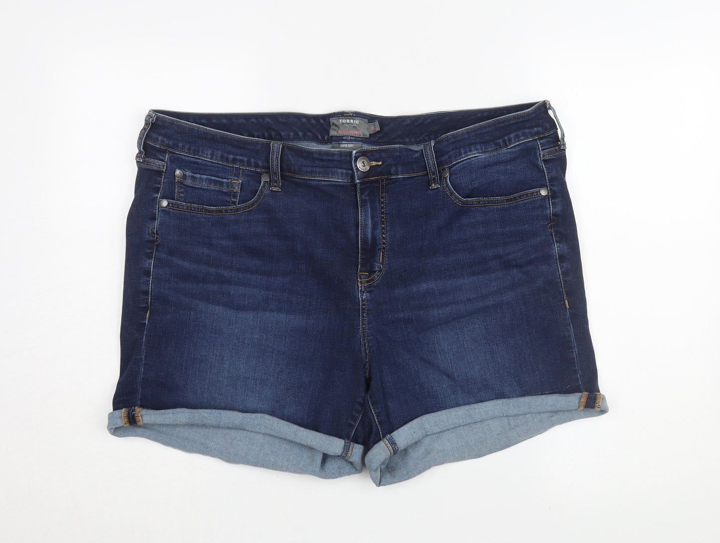 Torrid Women's Blue Mid-Rise Cut-Off Denim Shorts, Size 20