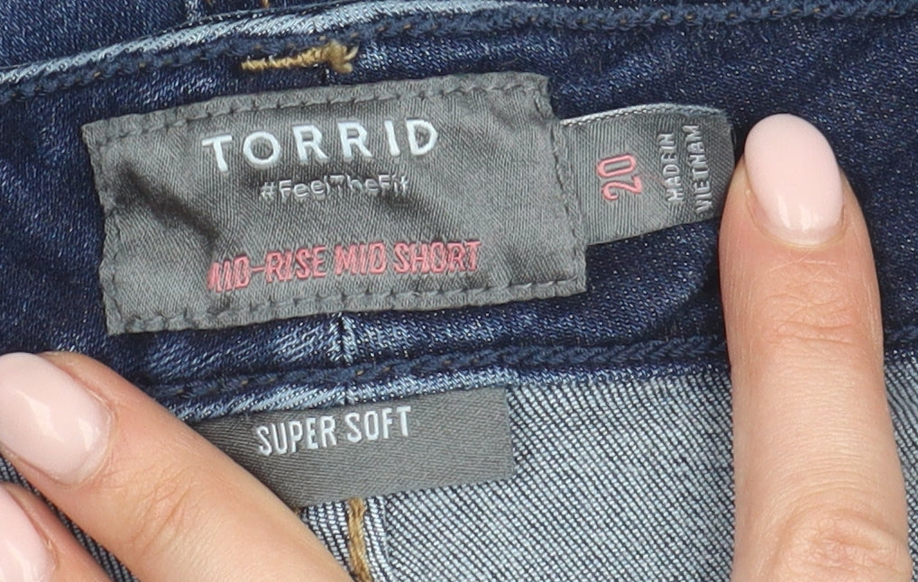 Torrid Women's Blue Mid-Rise Cut-Off Denim Shorts, Size 20