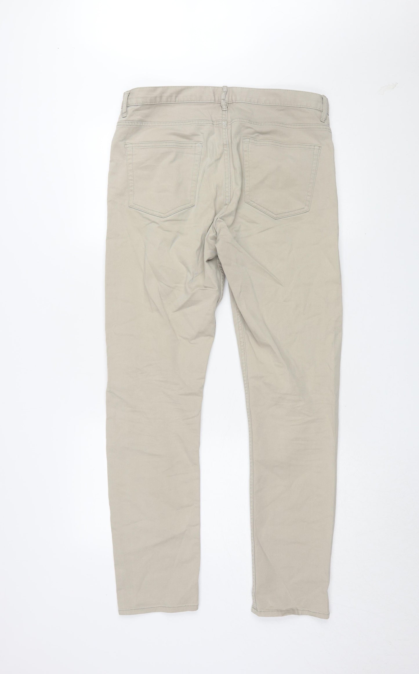 Unisex Adultss UK Size 4 H&M Slim Fit Slim Beige Jeans