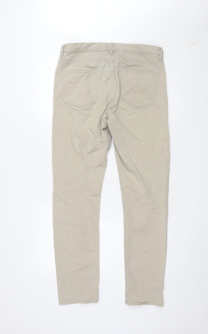 Unisex Adultss UK Size 4 H&M Slim Fit Slim Beige Jeans