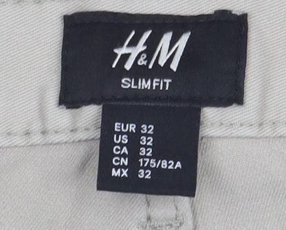 Unisex Adultss UK Size 4 H&M Slim Fit Slim Beige Jeans