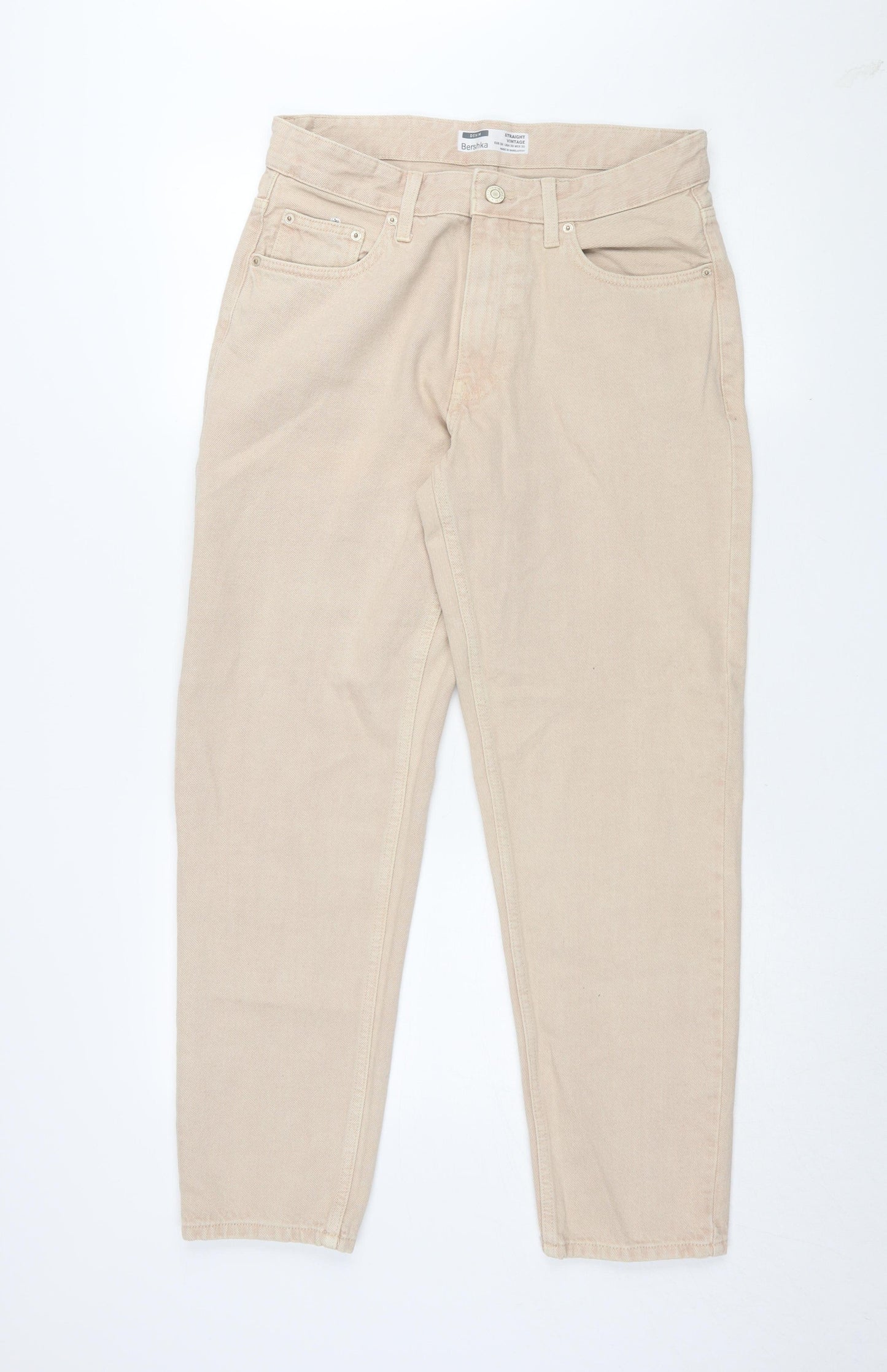 Bershka Women's Beige Straight Jeans Size 10 Vintage