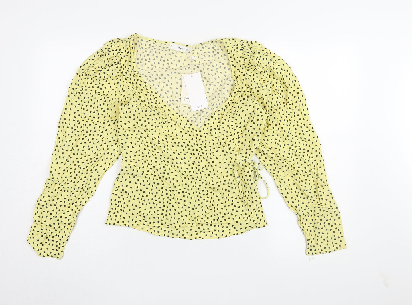 Womens UK Size S MNG Yellow Wrap Blouse