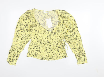 Womens UK Size S MNG Yellow Wrap Blouse