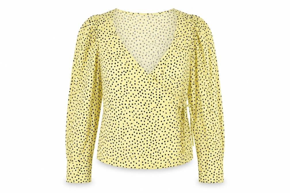 Womens UK Size S MNG Yellow Wrap Blouse