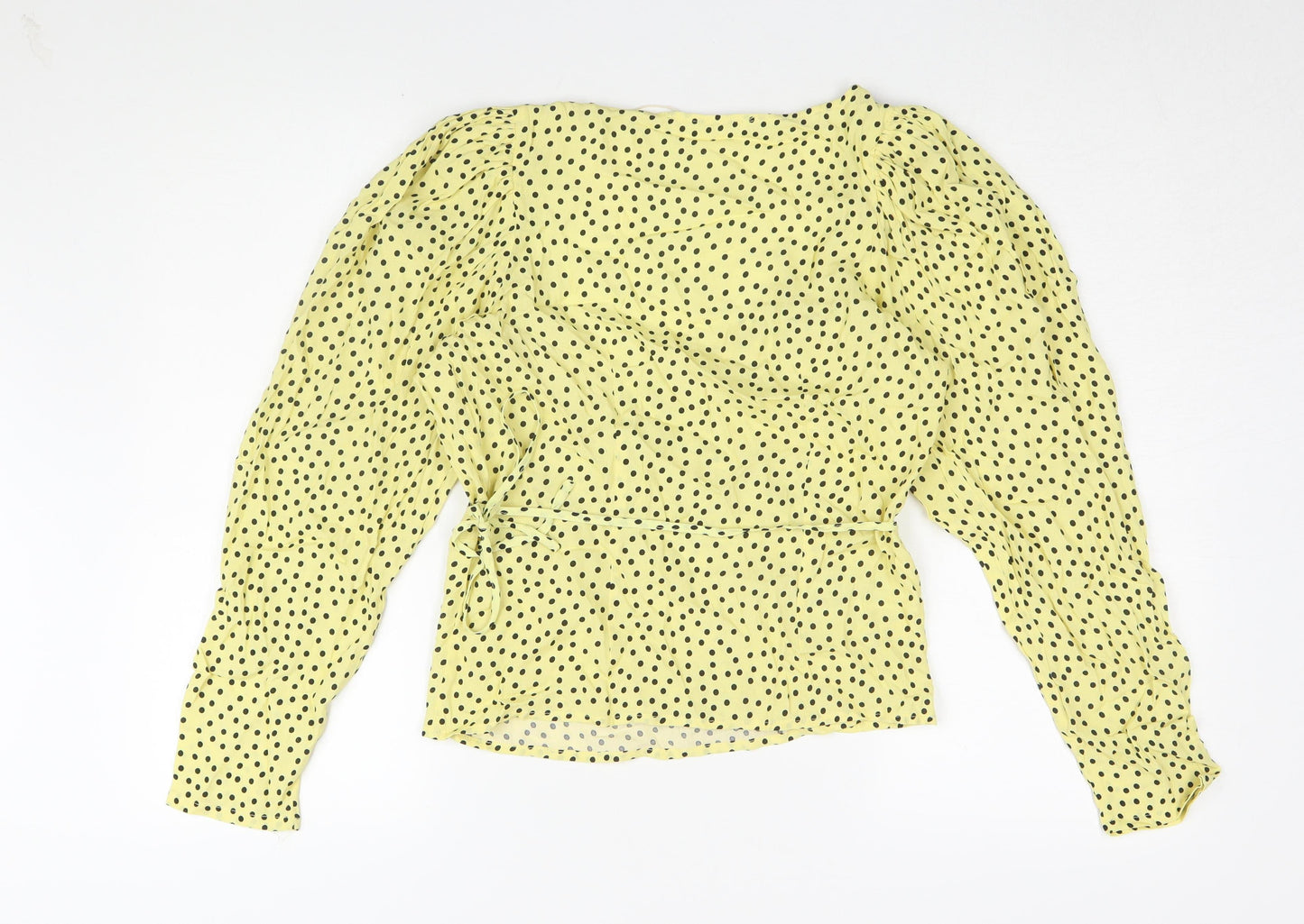 Womens UK Size S MNG Yellow Wrap Blouse