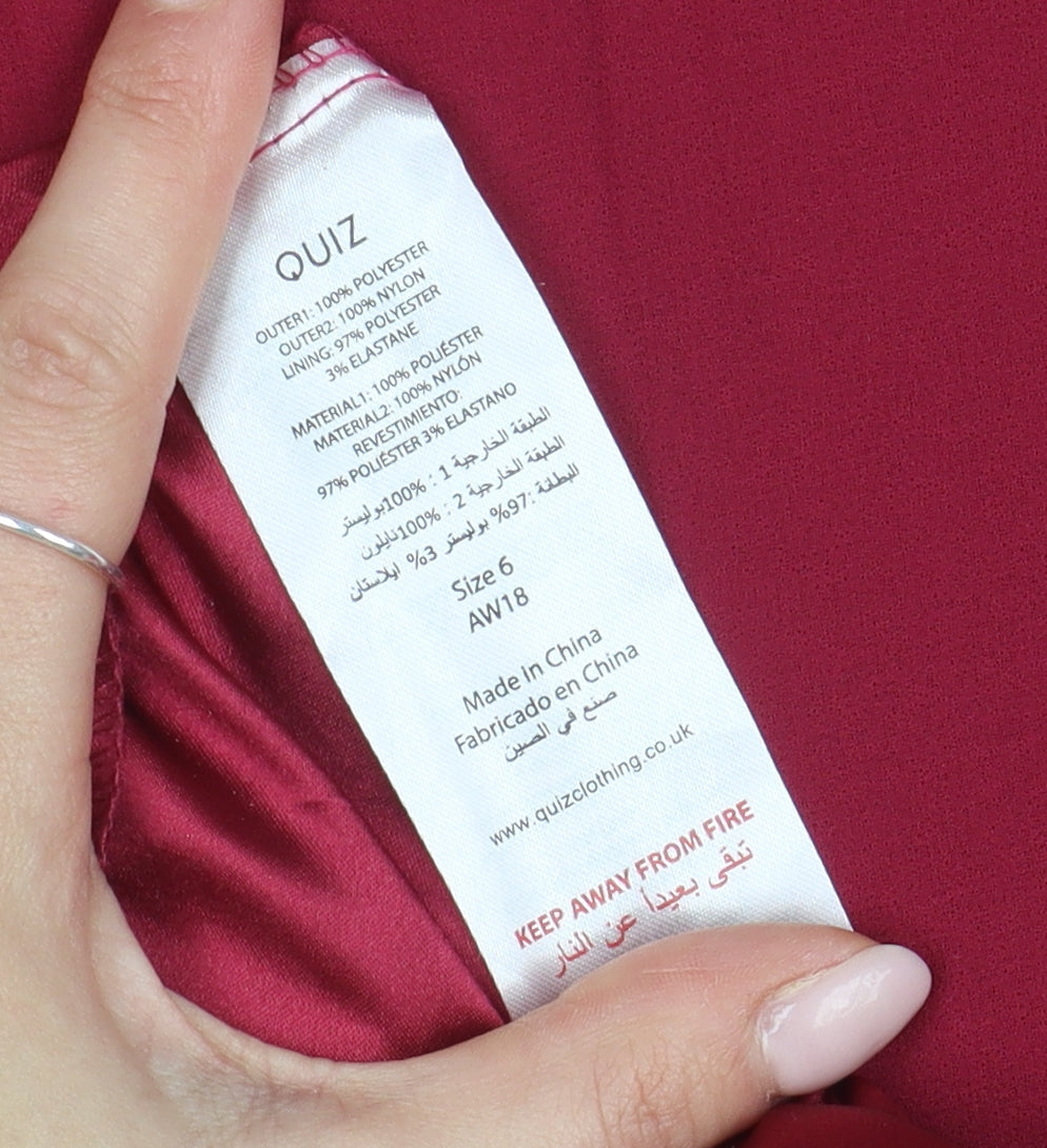 Quiz Women's Red A-Line Formal Long Dress Size 6