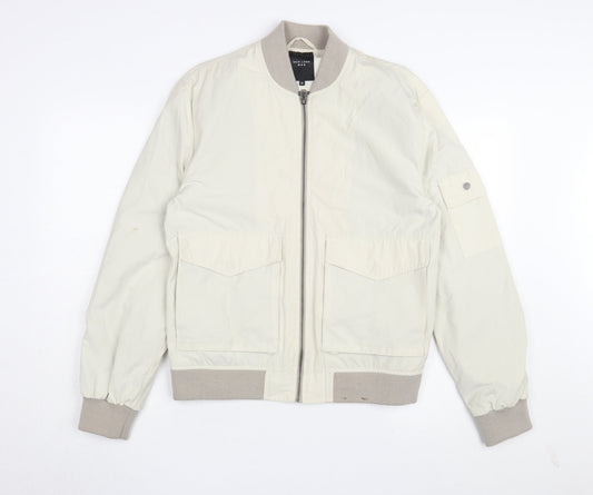 Mens UK Size XS New Look Ivory Bomber Jacket