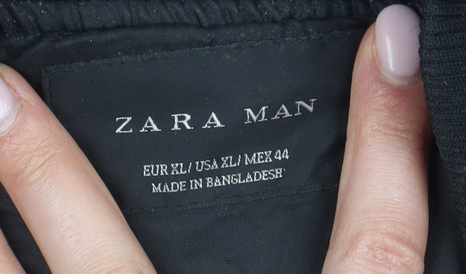 Zara Men's Black Quilted Jacket, Size 18, Casual Wear