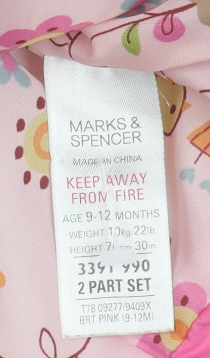 Marks & Spencer Pink Unisex Toddler Puffer Jacket 9-12M