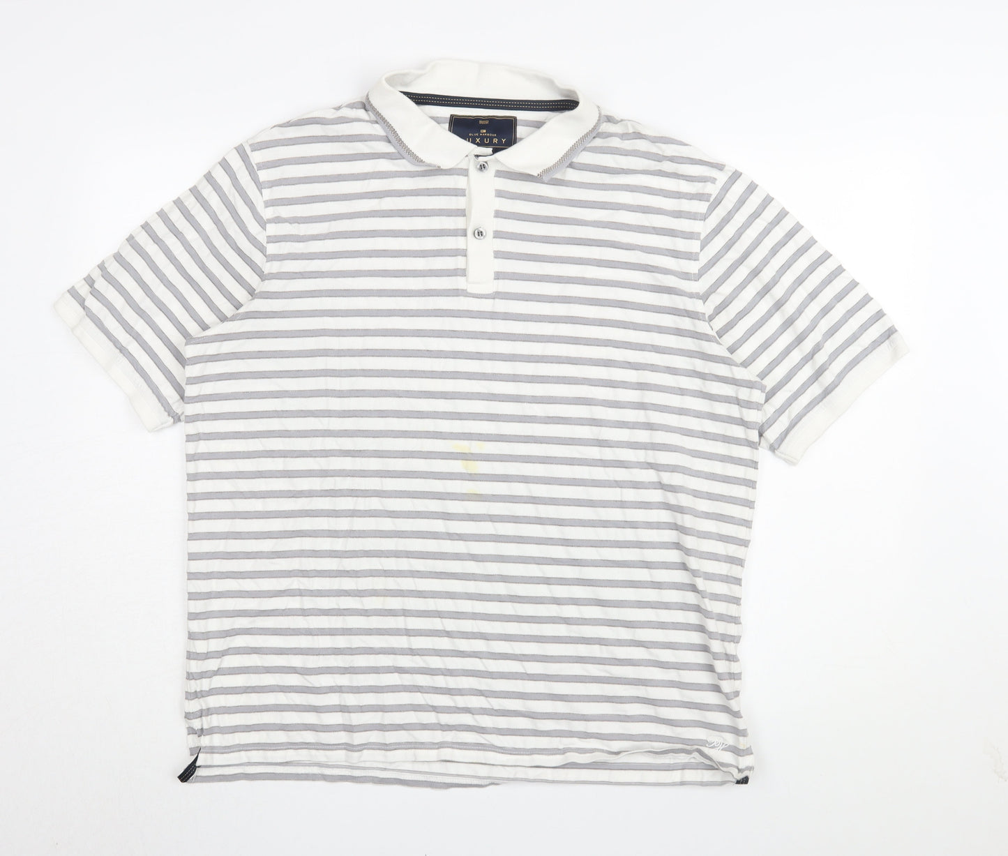 Marks and Spencer Men's White Striped Polo L